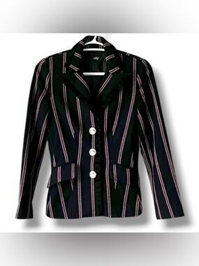 RARE Zara Blair Waldorf Gossip Girl Striped Wool Blazer M (Fits like XS)